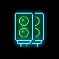 Neon sign representing a computer graphic card for gaming and crypto mining vector