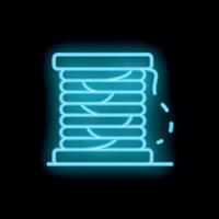 Glowing neon line thread spool icon isolated on black background vector