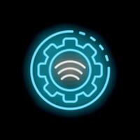 Neon icon representing wireless technology optimization process vector