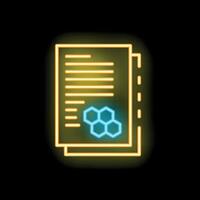 Neon icon of document with honeycomb pattern for apiology study vector