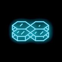 Neon blue hexagon pattern glowing on black background vector
