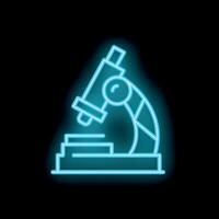 Neon microscope shining brightly on black background vector