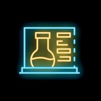 Neon sign showing online chemistry course with erlenmeyer flask vector