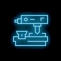 Neon style icon of milling machine operating on metal part vector