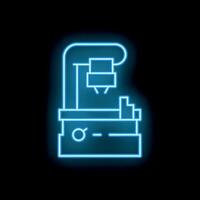 Neon blue 3d printer printing a prototype object vector
