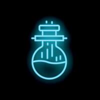 Neon sign showing chemical flask bubbling with liquid inside vector