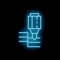 Neon icon of a 3d printer printing an object in layers vector