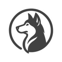 Abstract dog head logo in a unique black and white design, combining modern simplicity with artistic flair. vector