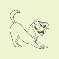 A fun and cartoonish line drawing of a playful dog in a happy pose, perfect for creative designs or pet-themed projects vector