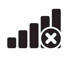 Not Connected Icon, no network mobile data icon on a white background. vector