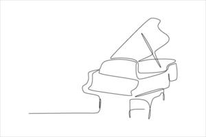 A minimalist line drawing of a grand piano, emphasizing elegance and simplicity. vector