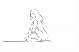 A minimalist line drawing of a seated figure, emphasizing simplicity and form. vector