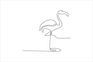 A minimalistic line drawing of a flamingo, showcasing elegance and simplicity. vector
