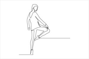 A minimalist line drawing of a person striking a pose with one leg raised. vector