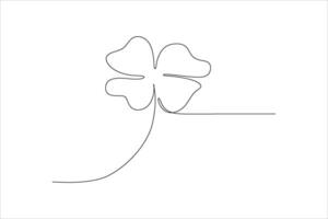 A minimalistic line drawing of a four-leaf clover, symbolizing luck and nature. vector