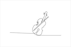 A minimalist line drawing of a cello with a bow, emphasizing musical artistry. vector