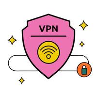 as VPN Virtual Private Network icon with a shield and network symbol concept as illustration of a VPN icon with a shield and network symbol highlighting the import vector