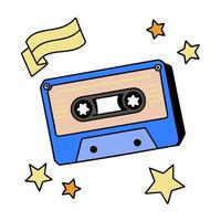 8 Track Tape with Obsolete Certificate and Player concept as An 8 track tape with an obsolete certificate and player set against a whimsical background offering vector