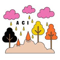 Acid Rain and Healthy Forest concept as A view illustrating the effects of acid rain and a healthy forest set against a whimsical background offering ample space vector