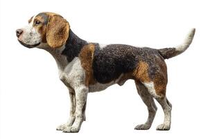 A beagle dog standing on a white background photo