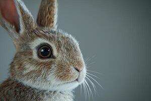 A close up of a rabbit looking to the side photo