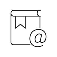 Contact Book Line Icon for Email and Support Services. Digital Book and Email Sign for Online Communication and Information Access Outline Symbol. Editable Stroke. Isolated Illustration vector