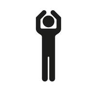 Human Figure with Raised Arms Silhouette Icon. Simple Body Glyph Symbol. Standing Person Stick with Hands Overhead. Isolated Illustration vector