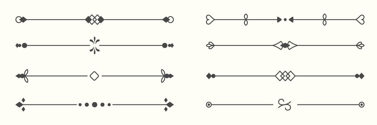 Ornamental Dividers Set. Vintage Line Separators. Curve Border Decoration Collection. Ornate Design Elements. Isolated Illustration