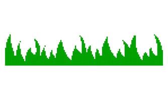 Green Grass in Pixel Art Style. Retro Pixelated Grass Icons for Nature Design, Nostalgic 8 Bit Style. Isolated Illustration vector