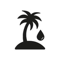 Palm Oil Silhouette Icon. Palm Tree and Oil Drop Symbolizing Issues in Oil Extraction and Environmental Sustainability. Isolated Illustration vector