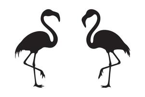 Silhouette of Two Flamingos Facing Each Other vector