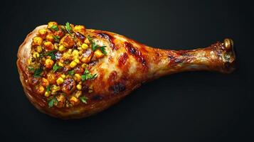 A large piece of chicken with a sauce on it photo