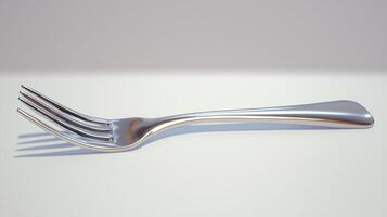 A fork with a silver handle on a white surface photo
