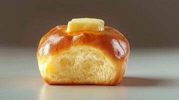 A close up of a bread bun with butter photo