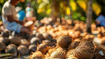 Large quantities of coconuts harvest photo