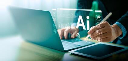 AI Integration in Business Technology by processing data, improving decision-making, developing innovative products, automating processes, and boosting competitiveness. future technology photo