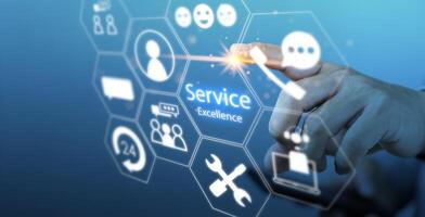 Service excellence, high quality service concept. Continuous improvement and invest in training and technology photo
