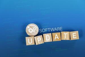 Online internet search to find, download and install an update. Software update concept. photo