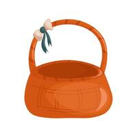 Wicker basket on white background. illustration Basket in rustic aesthetics. vector