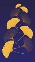 Mobile background with ginkgo biloba leaf pattern in blue and yellow tones vector