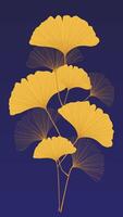 Mobile background with ginkgo biloba leaf pattern in blue tones vector