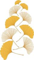 Mobile background with ginkgo biloba leaf pattern in white and yellow tones vector