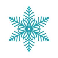 Blue snowflake, detailed hand drawn illustration. Graphic outline doodle drawing. Christmas and New Year symbol. Unique snowflake silhouette icon for winter decor.. vector