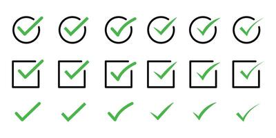 Green check mark icon set, check mark icon. symbol, sign, yes, right. Checkmark Illustration. symbols set ,green checkmark isolated on white background. vector
