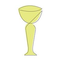 Trophy cup in one continuous line in color. One line drawing, minimalism. vector