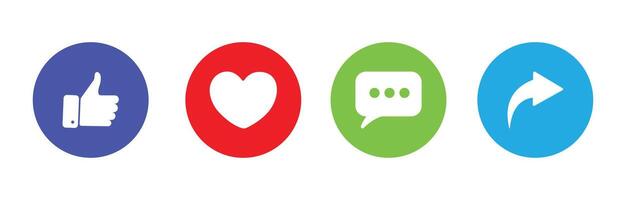 Like, comment, and share icon set. Social media post reaction concept. Facebook Like, Comment, Share. Social Media Icon Set Collection. use for UI and web design. vector