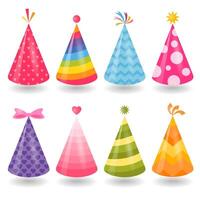 Set of colorful party hats vector