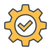 gear with checkmark icon object vector