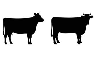 set of two cow silhouette object vector
