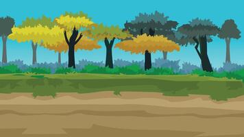 2d game background and forest cartoon background vector